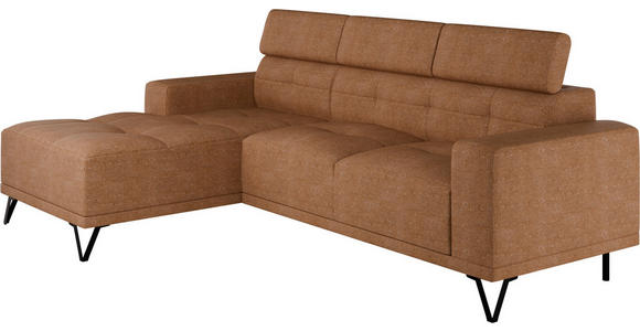 ECKSOFA Rostfarben Chenille - Rostfarben/Schwarz, KONVENTIONELL, Textil/Metall (178/264cm) - Hom`in