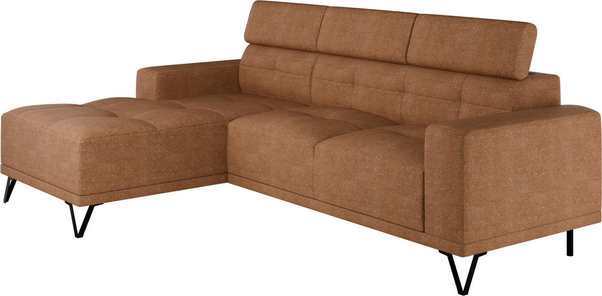 ECKSOFA Rostfarben Chenille  - Rostfarben/Schwarz, KONVENTIONELL, Textil/Metall (178/264cm) - Hom`in