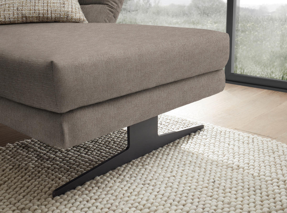ECKSOFA in Flachgewebe Taupe  - Taupe/Schwarz, Design, Textil/Metall (279-327/176-217cm) - Dieter Knoll