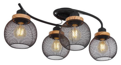 DECKENLEUCHTE 60/35/22 cm   - Schwarz/Braun, Basics, Holz/Metall (60/35/22cm) - Globo