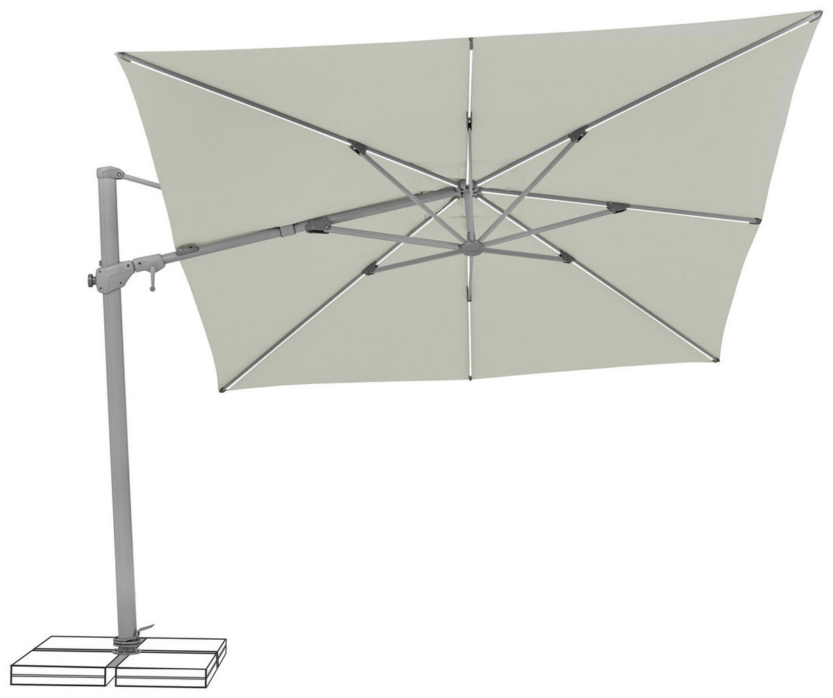 AMPELSCHIRM 300 cm  - Silberfarben/Hellgrau, Basics, Textil/Metall (300/300cm) - Suncomfort by Glatz