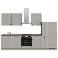 KÜCHENBLOCK 330 cm   in Grau, Eiche dunkel  - Eiche dunkel/Schwarz, MODERN, Holzwerkstoff/Metall (330cm) - Nobilia