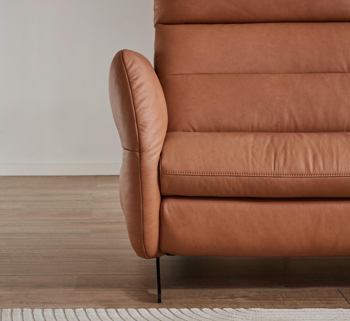 ROHOVÁ SEDACIA SÚPRAVA, koža, farba lieskového orecha - čierna/farba lieskového orecha, Design, kov/koža (157/300cm) - Dieter Knoll
