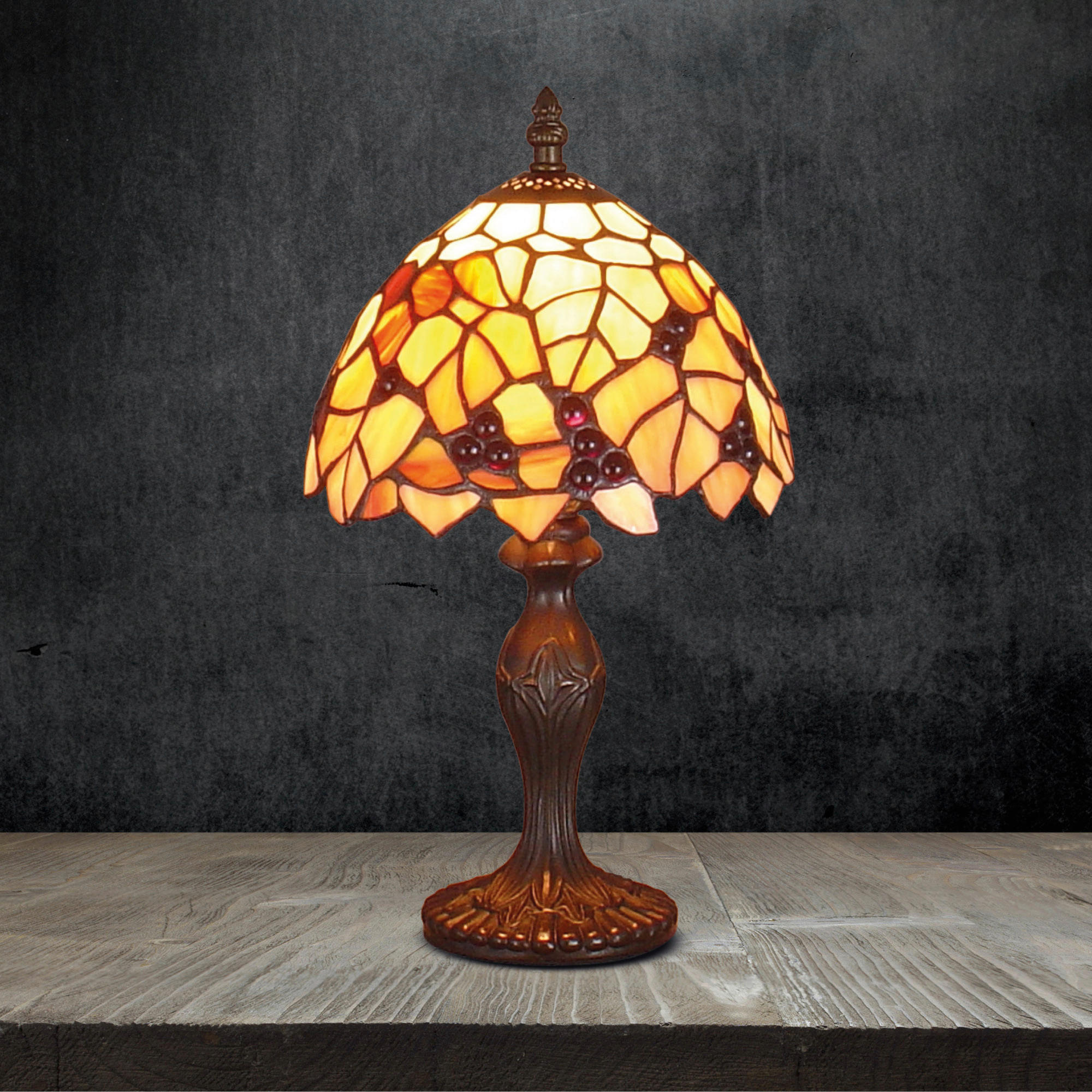 ASZTALI LÁMPA - barna/többszínű, Basics, Üveg/fém (35.5/20/20cm)