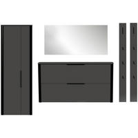 GARDEROBE 5-teilig 280/191/34 cm  - Anthrazit/Schwarz, Design, Glas/Holzwerkstoff (280/191/34cm) - Dieter Knoll