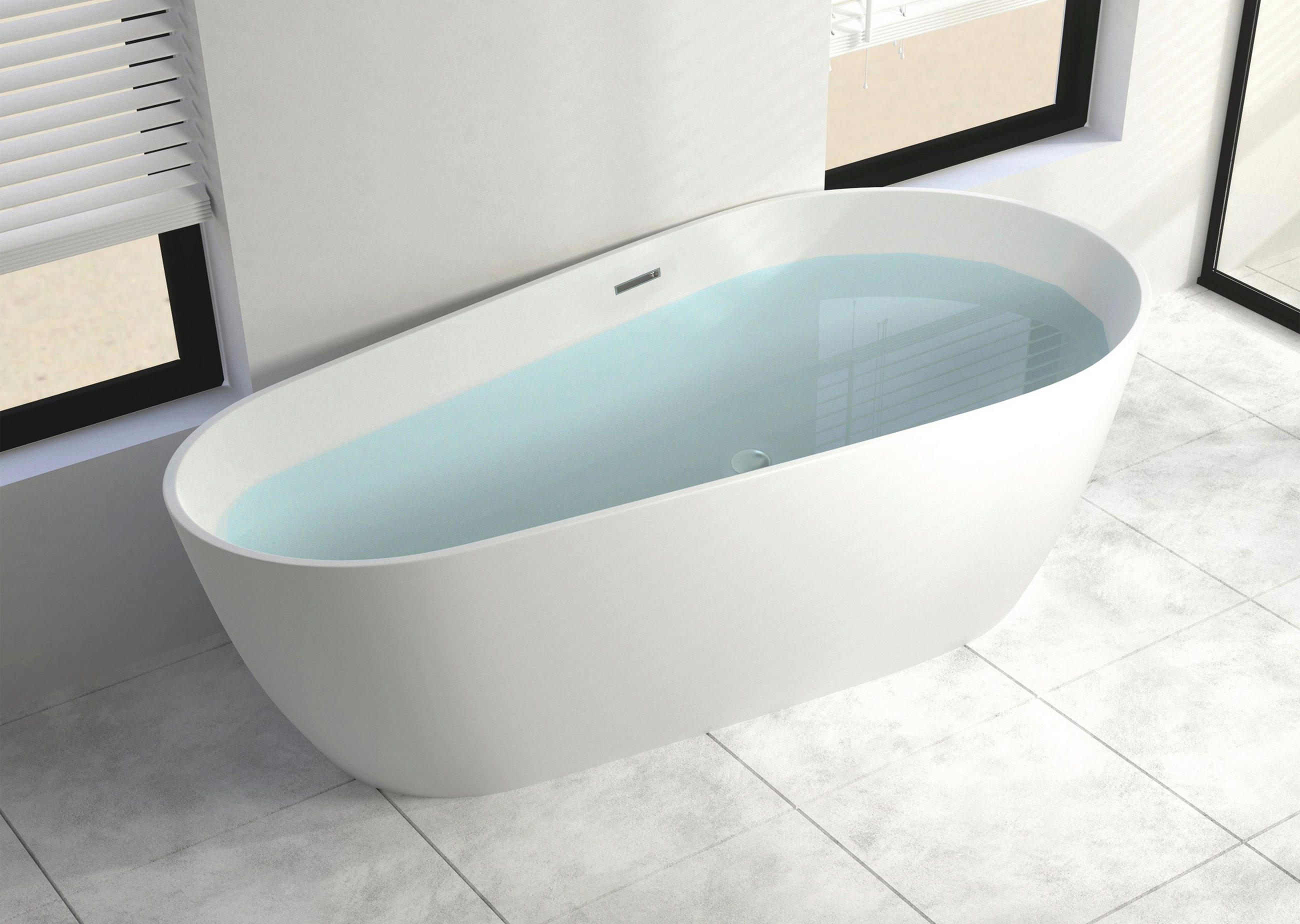 BADEWANNE freistehend  170/75/58 cm  - Weiß, KONVENTIONELL, Kunststoff (170/75/58cm)