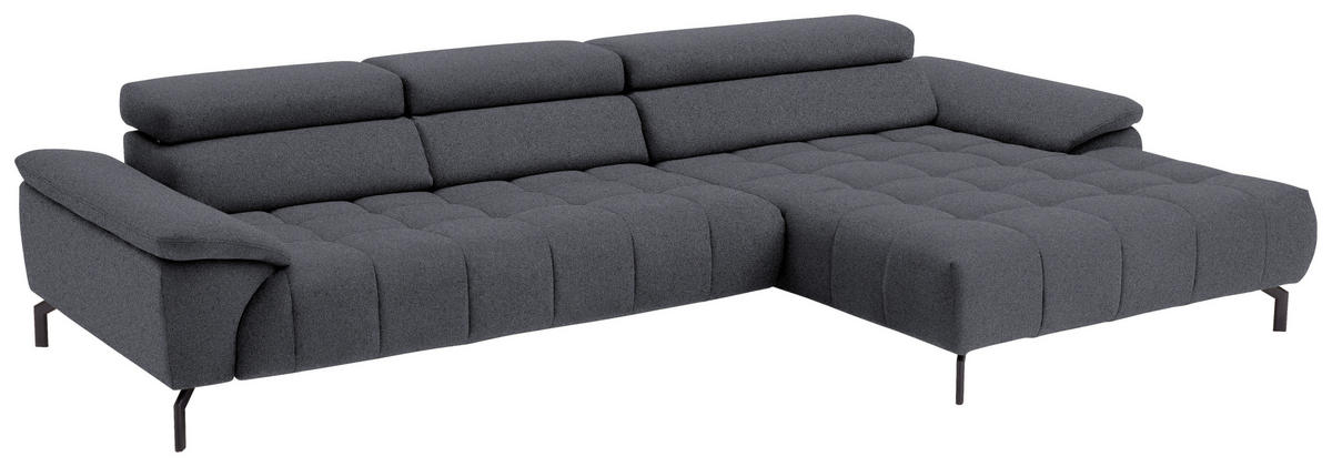 ECKSOFA in Webstoff Anthrazit  - Anthrazit/Schwarz, Design, Textil/Metall (329/190cm) - Beldomo Style