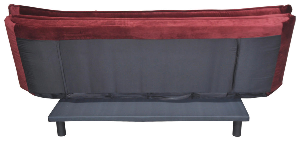 ZOFA S POSTELJNO FUNKCIJO,  bordo kovina, tekstil  - črna/bordo, Design, kovina/tekstil (194/90/100cm) - Ti'me