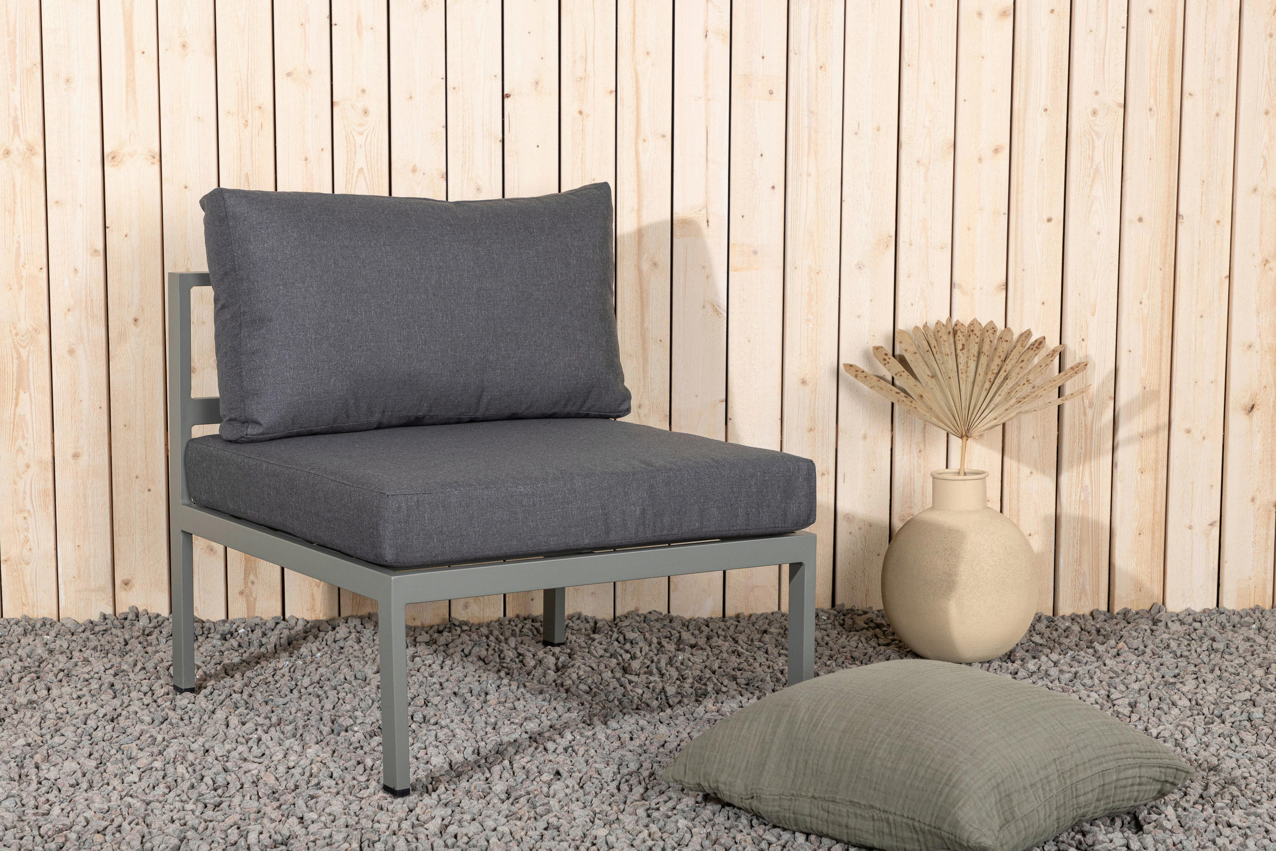 LOUNGEFÅTÖLJ  - grå/pastellgrön, Klassisk, metall (70/65/74cm) - Gardenson