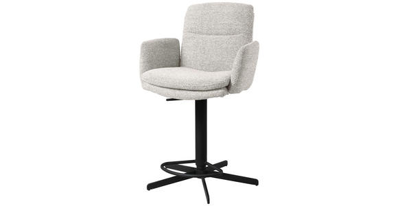 BARHOCKER Webstoff Beige Eisen Sitzfläche 360° drehbar, inklusive Armlehnen - Beige/Schwarz, Design, Textil/Metall (55/92-117/54cm) - Novel