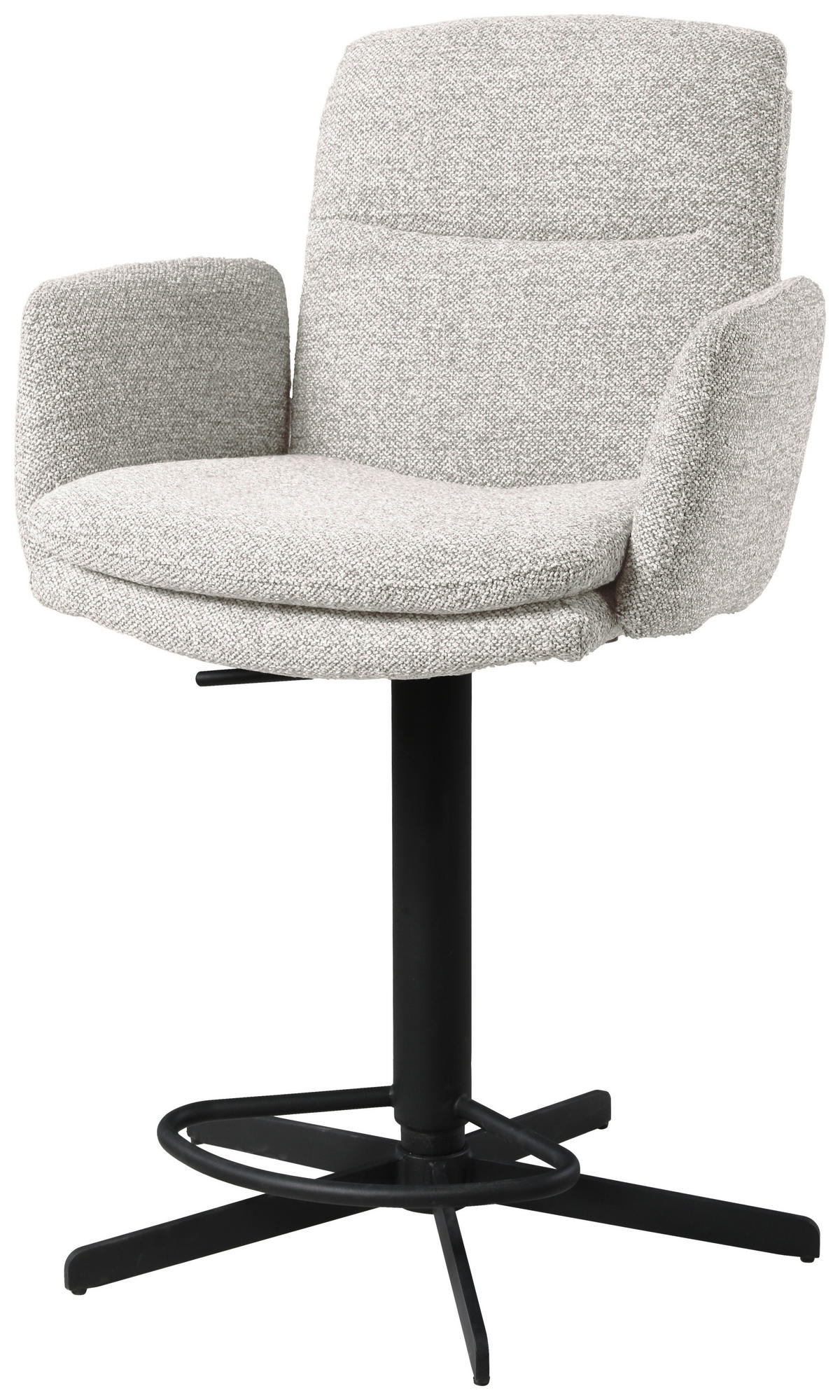 BARHOCKER Webstoff Beige Eisen Sitzfläche 360° drehbar, inklusive Armlehnen  - Beige/Schwarz, Design, Textil/Metall (55/92-117/54cm) - Novel
