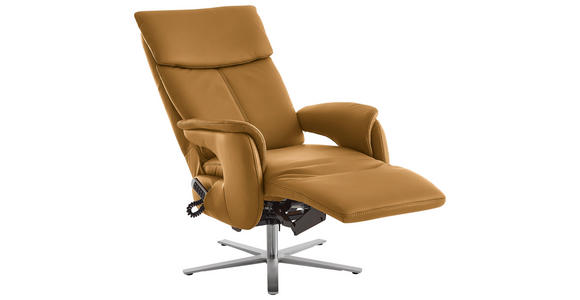 RELAXSESSEL in Leder Currygelb - Currygelb/Edelstahlfarben, Design, Leder/Metall (70/124/85cm) - Cantus