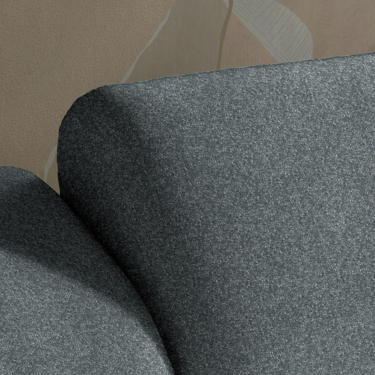 ECKSOFA in Velours Blaugrau  - Buchefarben/Blaugrau, Design, Holz/Textil (329/150cm) - Lomoco