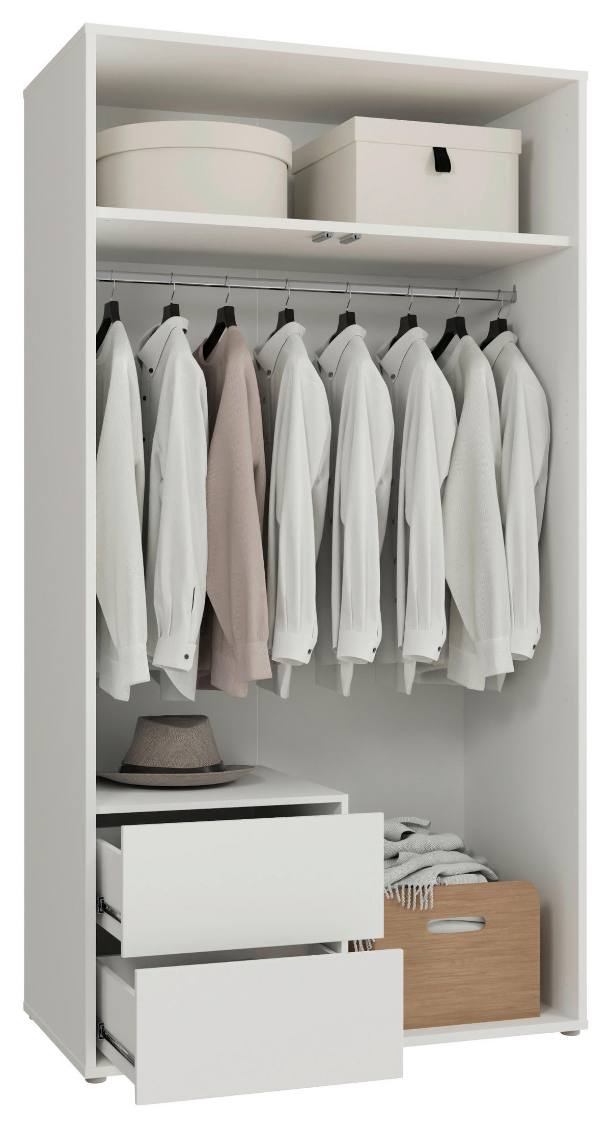 DREHTÜRENSCHRANK 115/214/60 cm,  in Weiß, 2-türig  - Weiß, Trend, Holzwerkstoff (115/214/60cm) - Carryhome