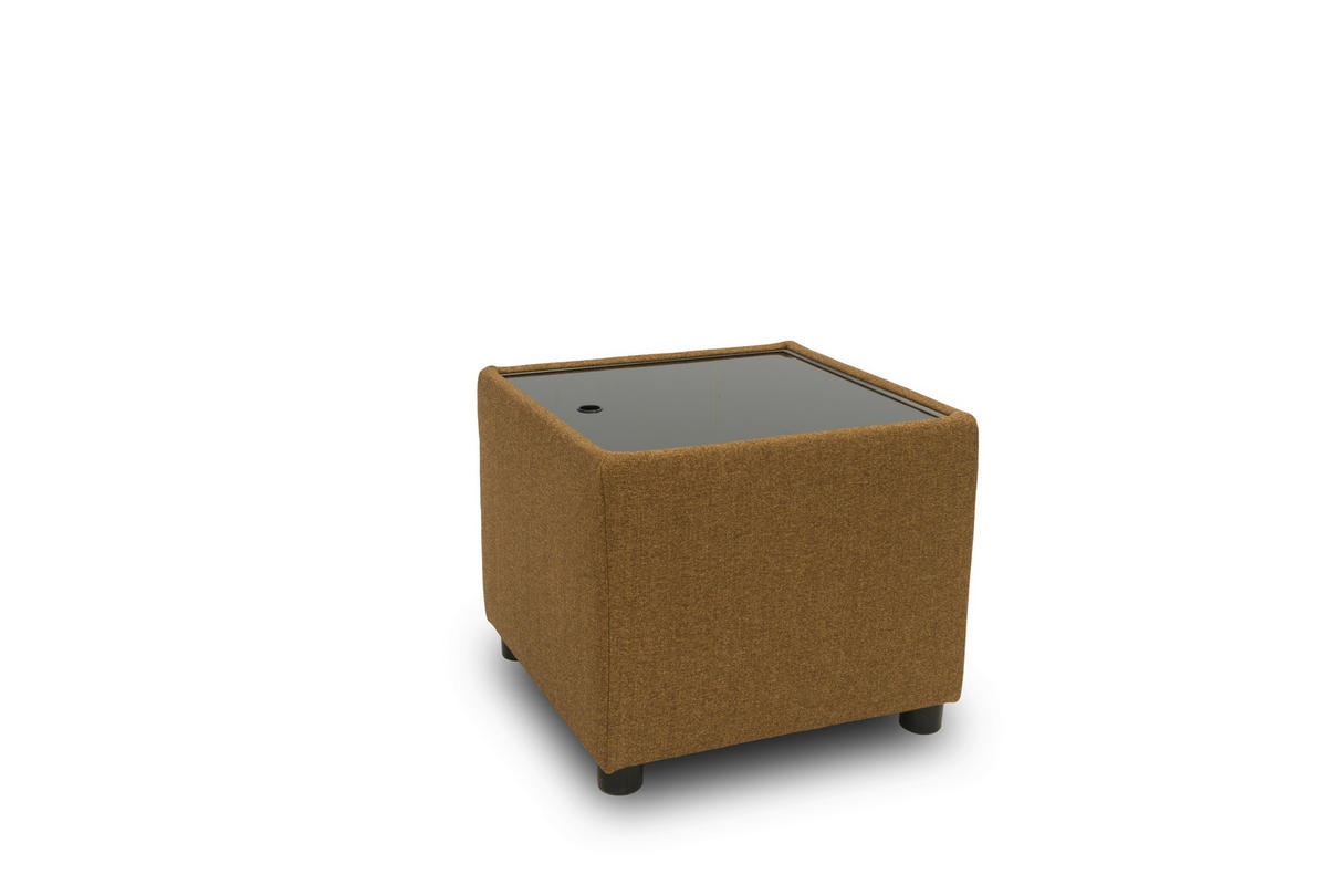 HOCKER Webstoff Messingfarben  - Messingfarben/Schwarz, Design, Kunststoff/Textil (45/47/45cm) - LOOKS by W.Joop