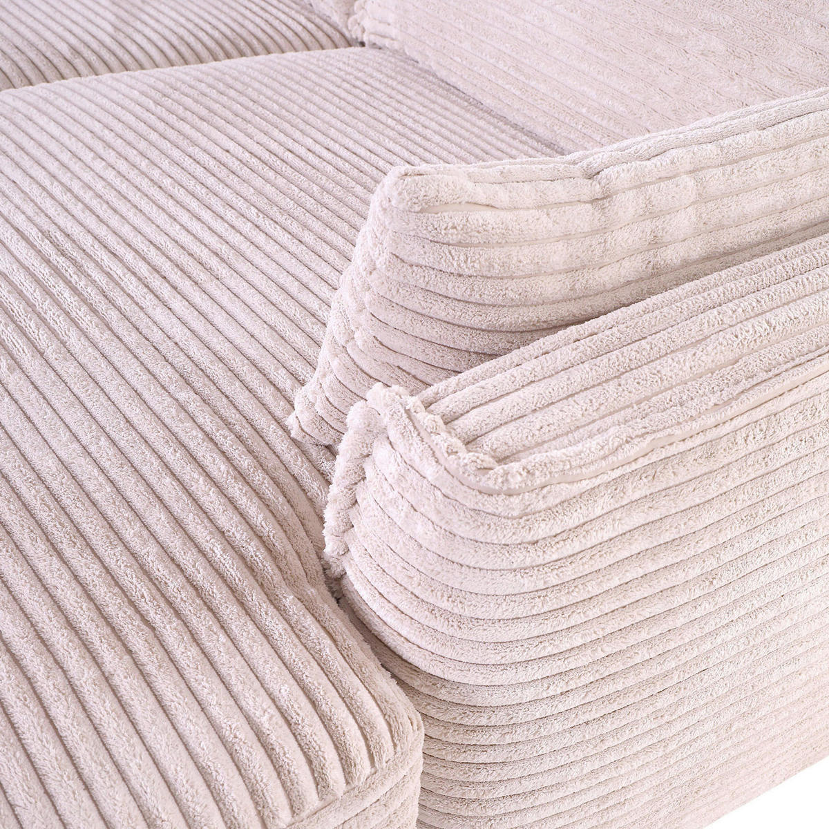 ECKSOFA Beige Kord  - Beige/Schwarz, KONVENTIONELL, Kunststoff/Textil (235/180cm) - Carryhome