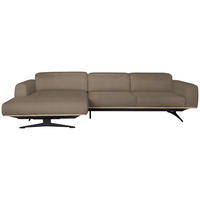 ECKSOFA  in Echtleder Hellbraun  163/305 cm  - Hellbraun/Eichefarben, Design, Leder/Holz (163/305cm) - Novel