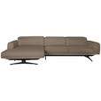 ECKSOFA  in Echtleder Hellbraun Kopfteilverstellung  163/305 cm  - Hellbraun/Eichefarben, Design, Leder/Holz (163/305cm) - Novel