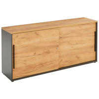 NIZKA OMARICA barve grafita, barve hrasta  - črna/barve hrasta, Moderno, kovina/umetna masa (160/74/40cm) - Novel