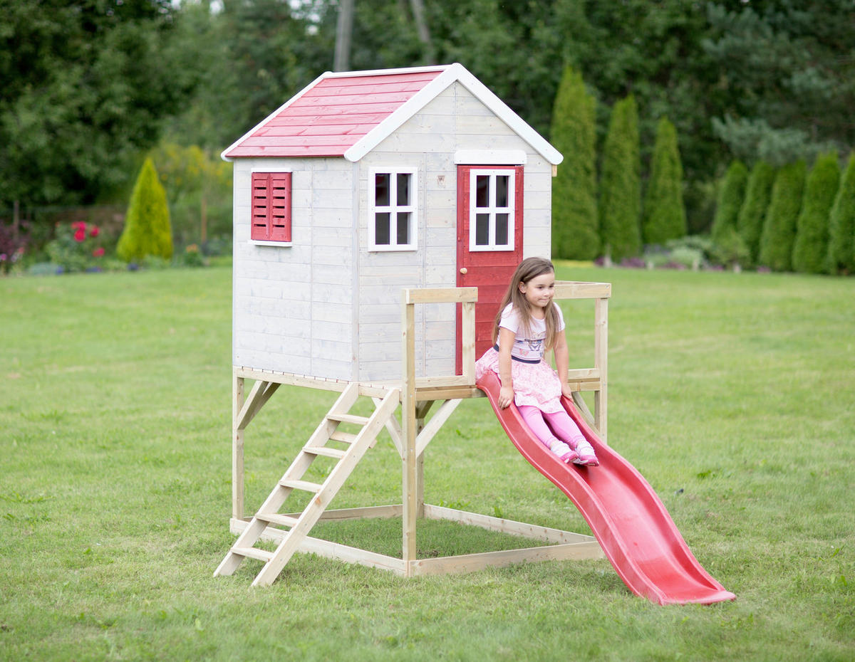 SPIELHAUS 197/242/310 cm  - Rot/Naturfarben, KONVENTIONELL, Holz (197/242/310cm)