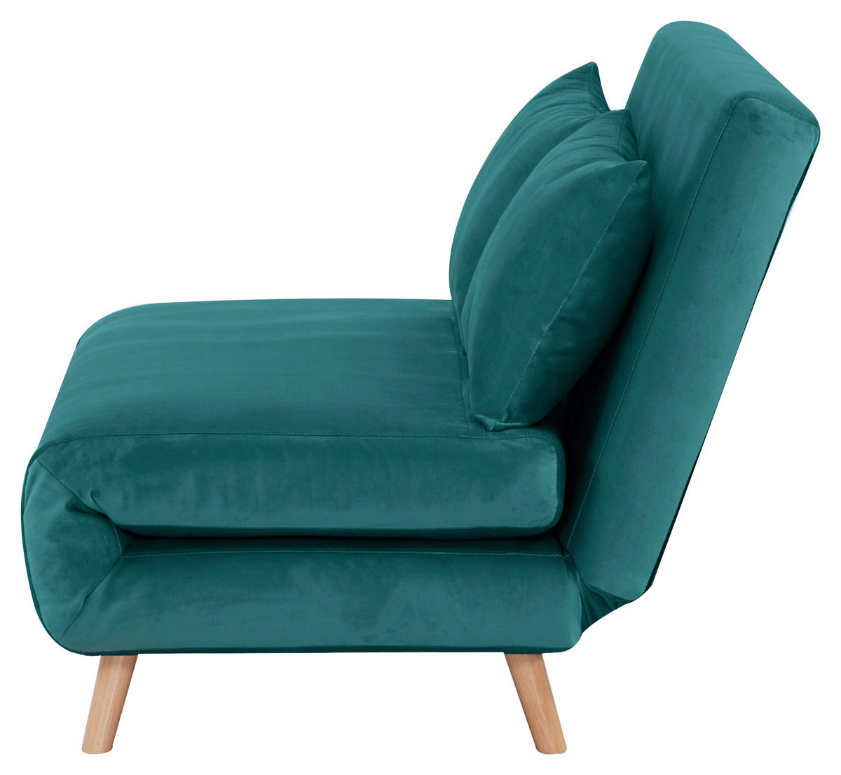 SCHLAFSOFA Samt Petrol  - Petrol/Naturfarben, Design, Holz/Textil (141/81/90cm) - Carryhome