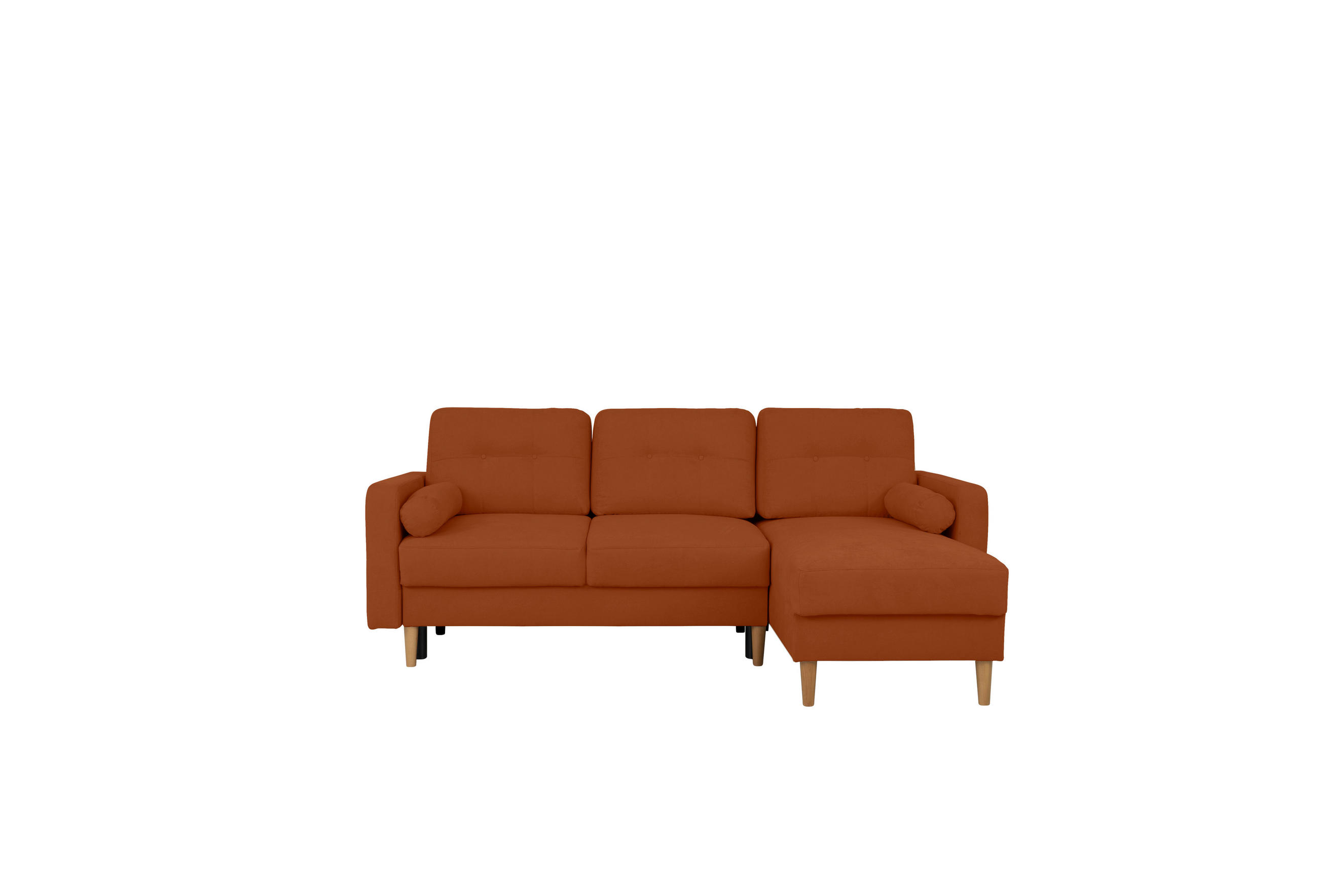 ECKSOFA in Terracotta  - Buchefarben/Terracotta, Design, Holz/Textil (223/157cm) - MID.YOU