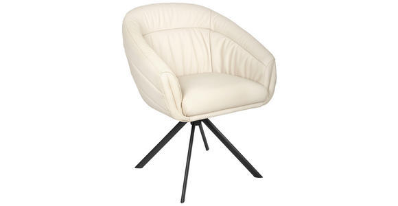 ARMLEHNSTUHL  in Eisen Echtleder pigmentiert  - Beige/Schwarz, Design, Leder/Holz (62/82/64cm) - Belluti