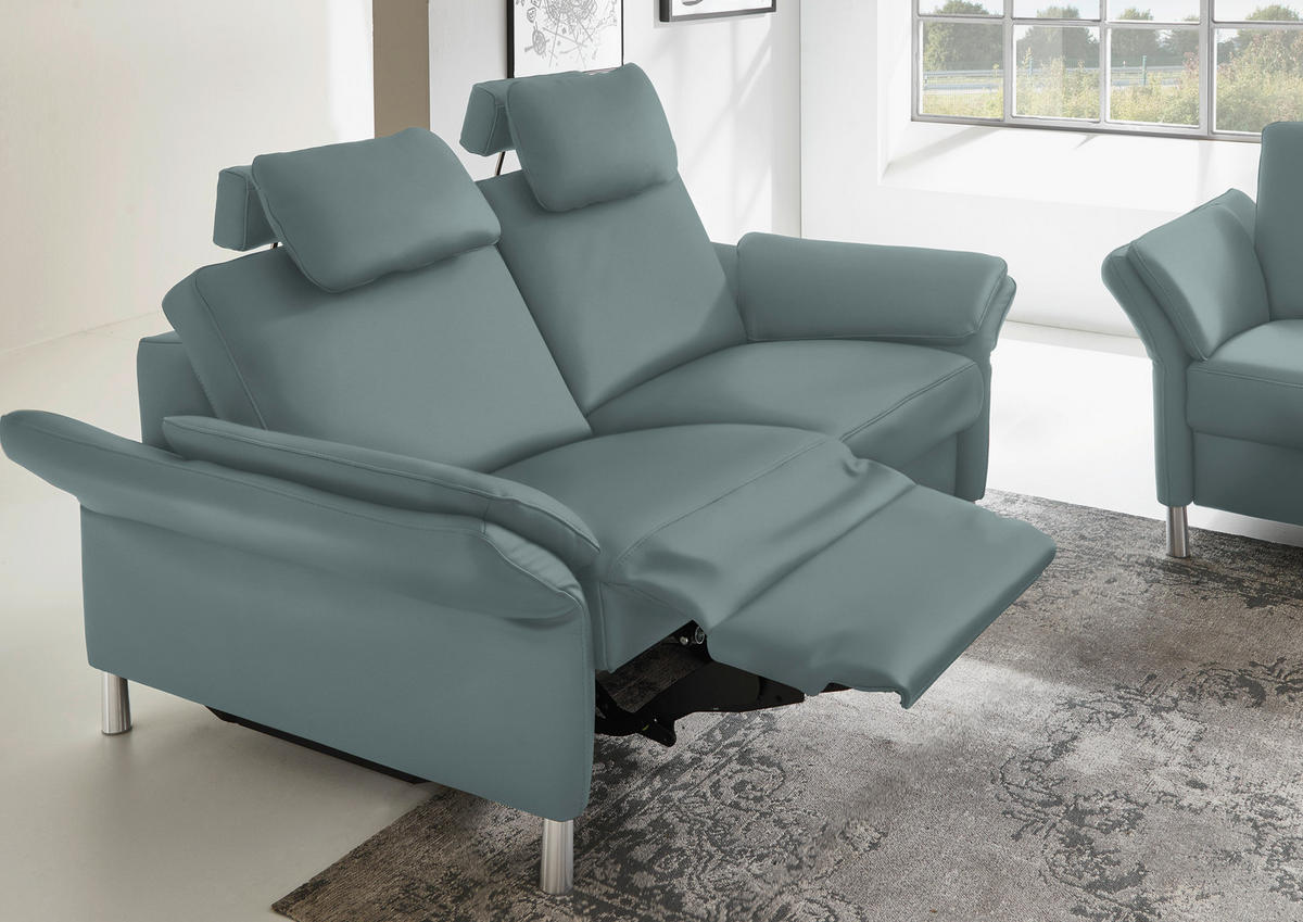 3-SITZER-SOFA in Echtleder Blau  - Blau/Alufarben, Design, Leder/Metall (190/82/99cm) - Dieter Knoll