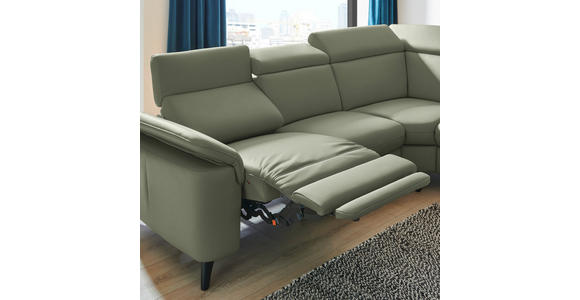 ECKSOFA in Echtleder Grün  - Schwarz/Grün, Design, Leder/Metall (285/239cm) - Cantus