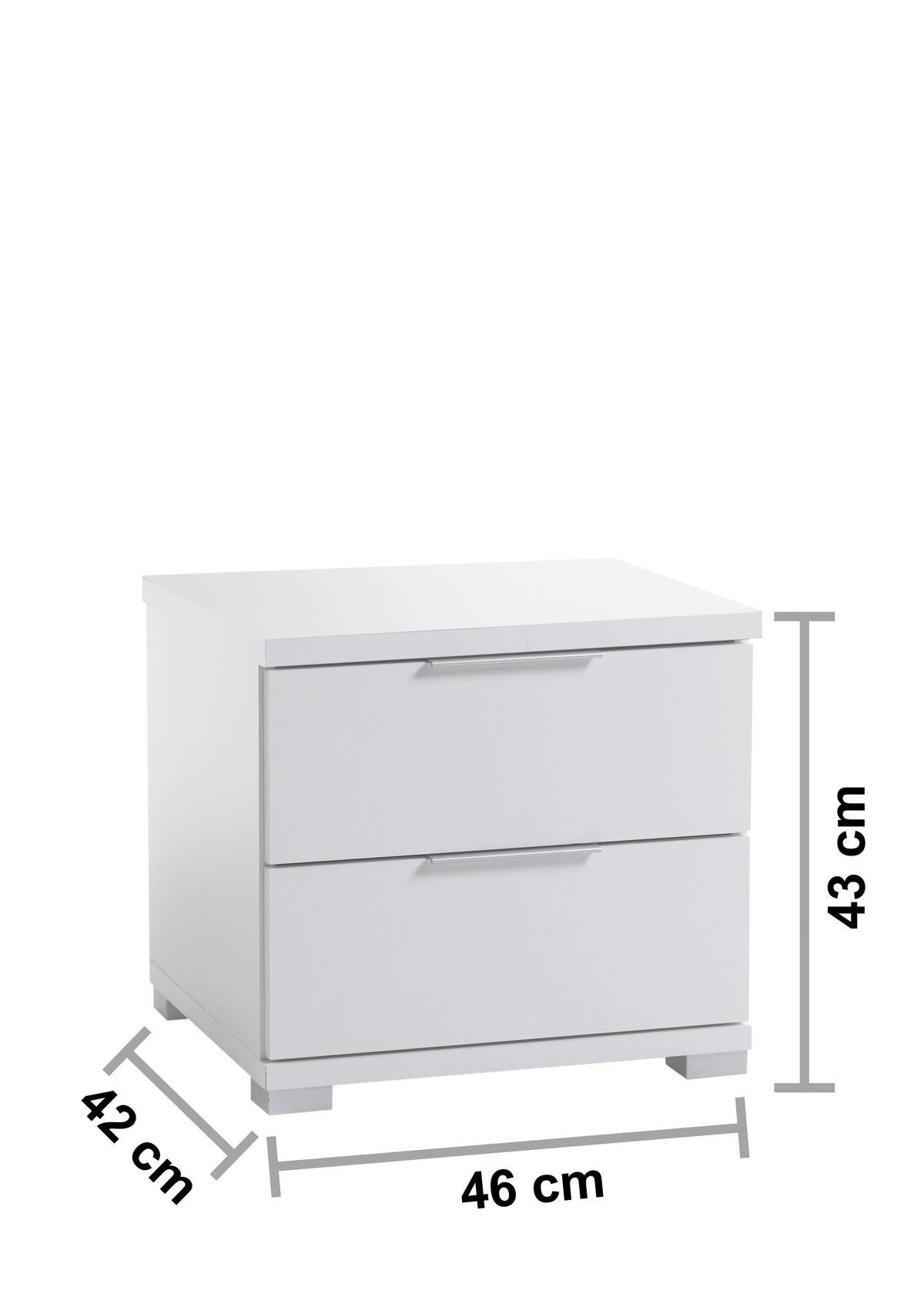 NOČNA OMARICA, bela  - srebrne barve/bela, Design, umetna masa/leseni material (46/43/42cm) - Boxxx