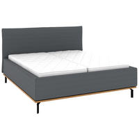 POLSTERBETT 180/200 cm,  in Grau, Matratze, Lattenrost, Bettkasten, H2 + H2 = mittel  - Graphitfarben/Weiß, Design, Holz/Textil (180/200cm) - Musterring