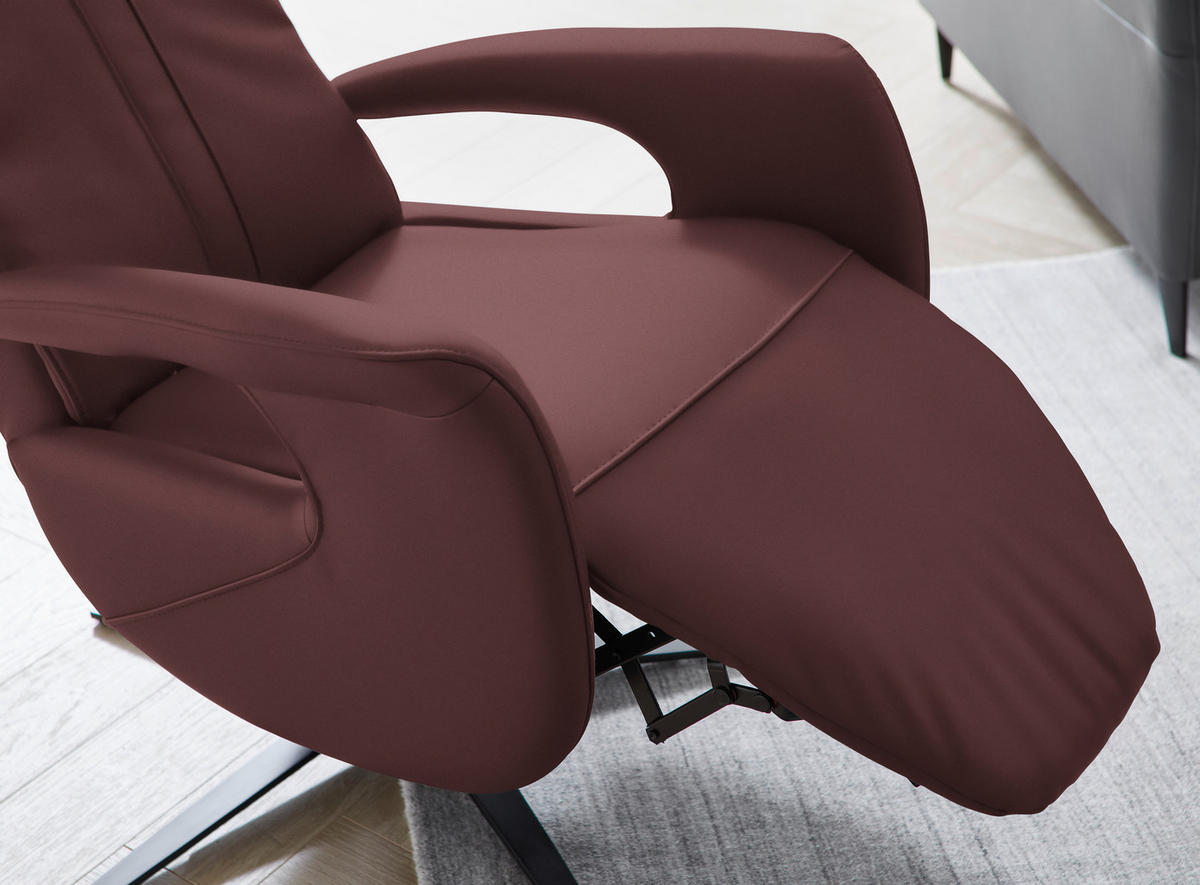 RELAXSESSEL in Leder Weinrot  - Weinrot/Schwarz, Design, Leder/Metall (71/112/83cm) - Dieter Knoll
