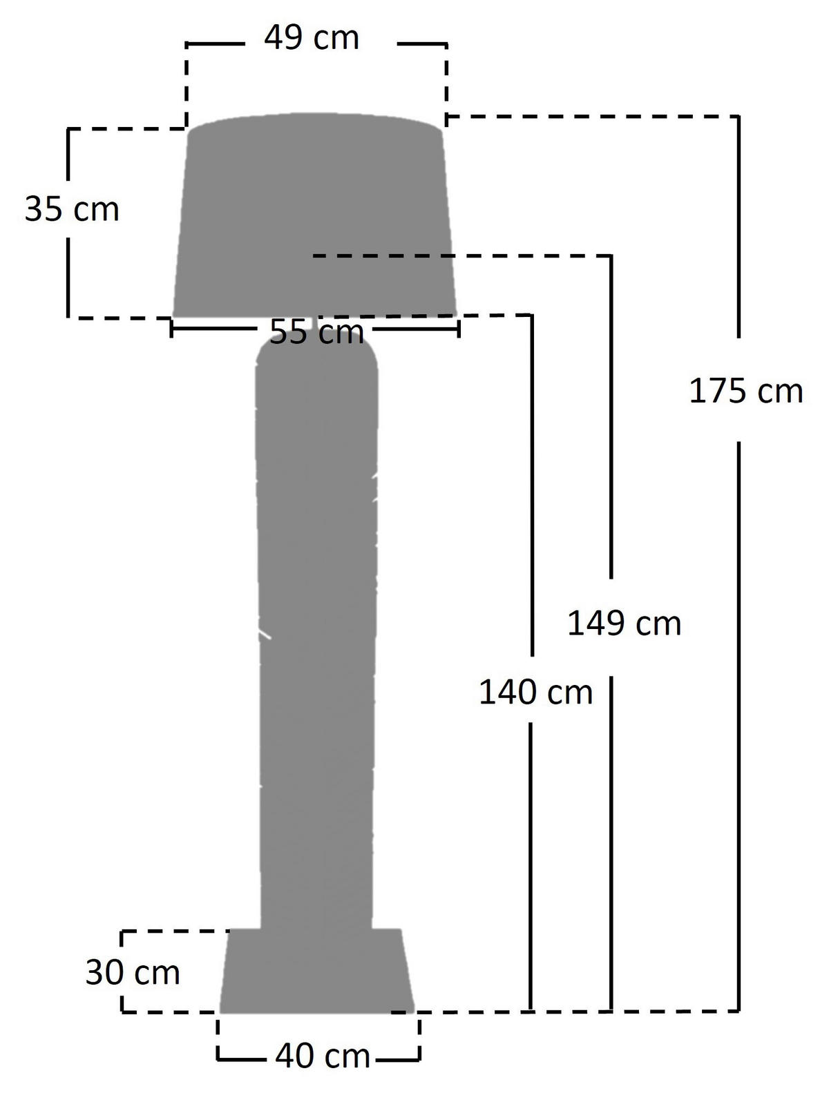 STEHLEUCHTE  40/175/30 cm   - Weiß, Design, Holz/Textil (40/175/30cm) - P & B