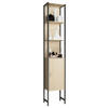 HOCHSCHRANK 33/185/30 cm  - Honigeiche/Silberfarben, MODERN, Holzwerkstoff/Metall (33/185/30cm) - MID.YOU