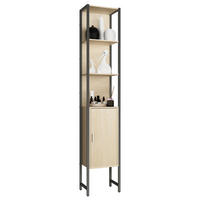 HOCHSCHRANK 33/185/30 cm  - Honigeiche/Silberfarben, MODERN, Holzwerkstoff/Metall (33/185/30cm) - MID.YOU