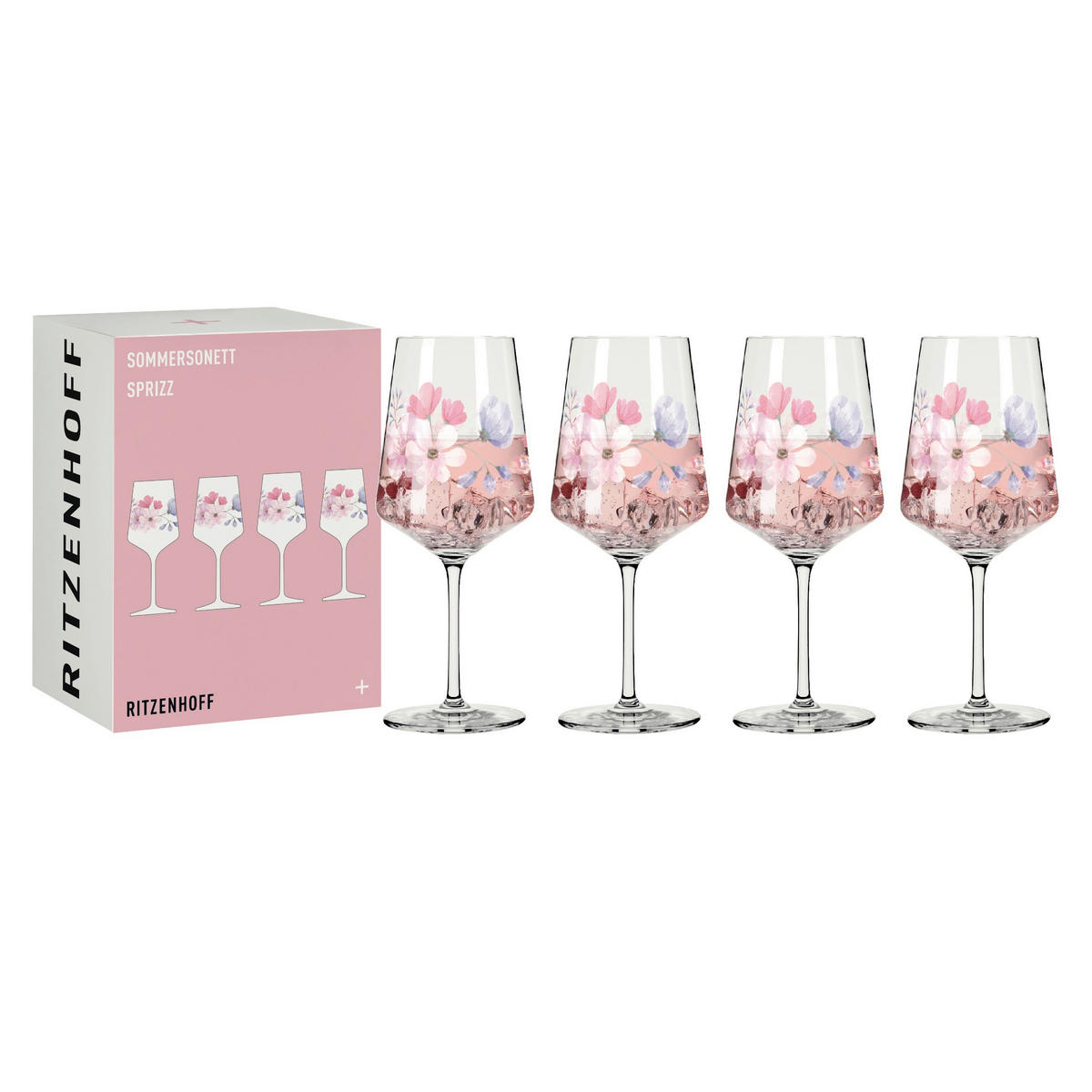 GLÄSERSET Sommersonett  4-teilig  - Pink/Transparent, Design, Glas (9.3/22.5cm) - Ritzenhoff
