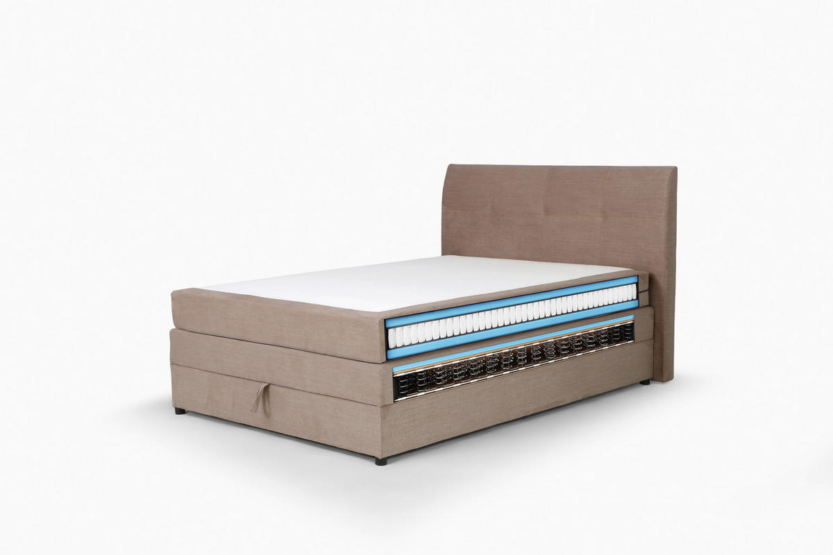 BOXSPRINGBETT 90/200 cm  in Hellgrau  - Hellgrau/Schwarz, MODERN, Holz/Kunststoff (90/200cm) - MID.YOU