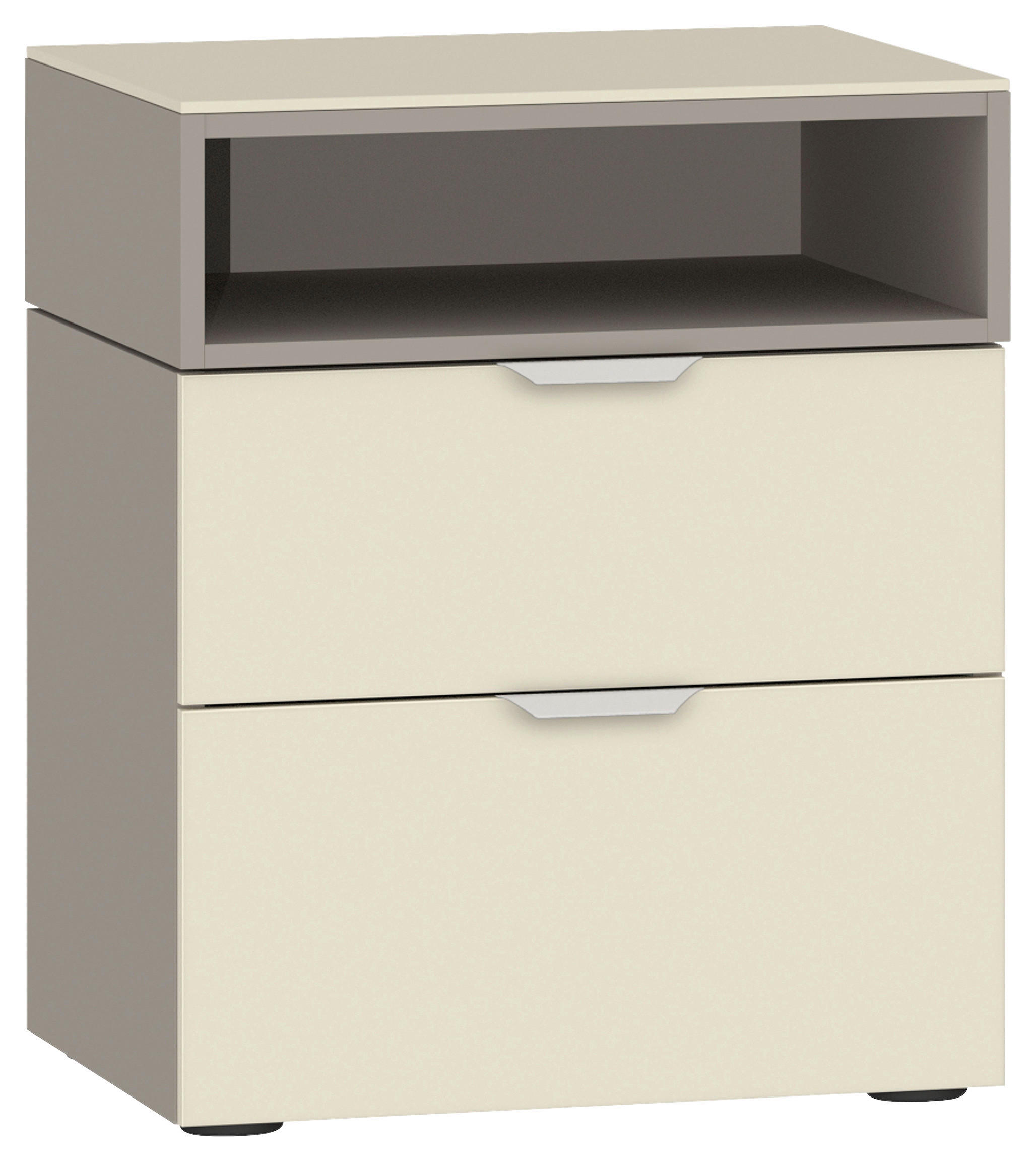 NACHTSCHRANK 45/55/43 cm  - Hellbraun/Edelstahlfarben, Design, Glas/Holzwerkstoff (45/55/43cm) - Jutzler