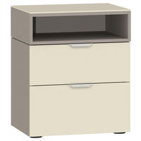 NACHTSCHRANK 45/55/43 cm  - Hellbraun/Edelstahlfarben, Design, Glas/Holzwerkstoff (45/55/43cm) - Jutzler
