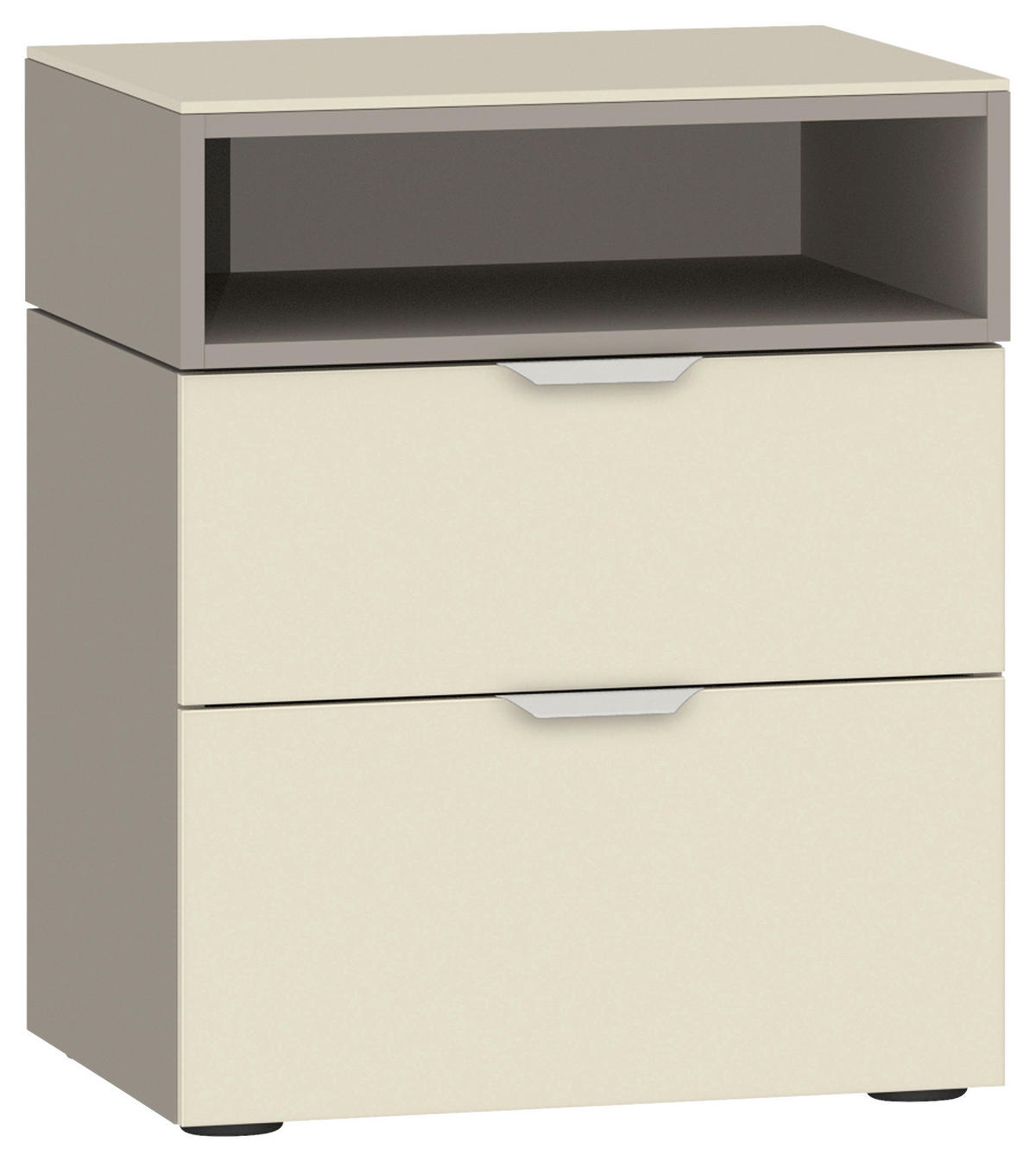 NACHTSCHRANK 45/55/43 cm  - Hellbraun/Edelstahlfarben, Design, Glas/Holzwerkstoff (45/55/43cm) - Jutzler