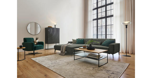 ECKSOFA  in Flachgewebe Dunkelgrün  190/285 cm  - Dunkelgrün/Schwarz, Design, Textil/Metall (190/285cm) - Johann Jakob