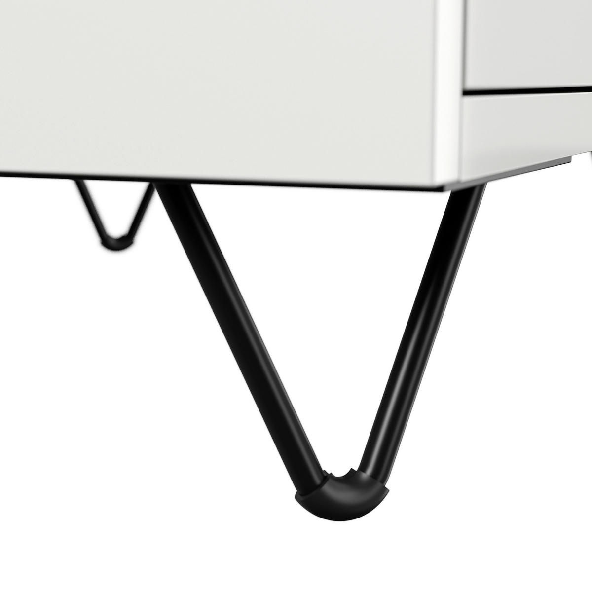 NACHTTISCH 51,2/65/42 cm  in Weiß Hochglanz  - Weiß Hochglanz/Schwarz, Basics, Holzwerkstoff/Metall (51,2/65/42cm) - MID.YOU