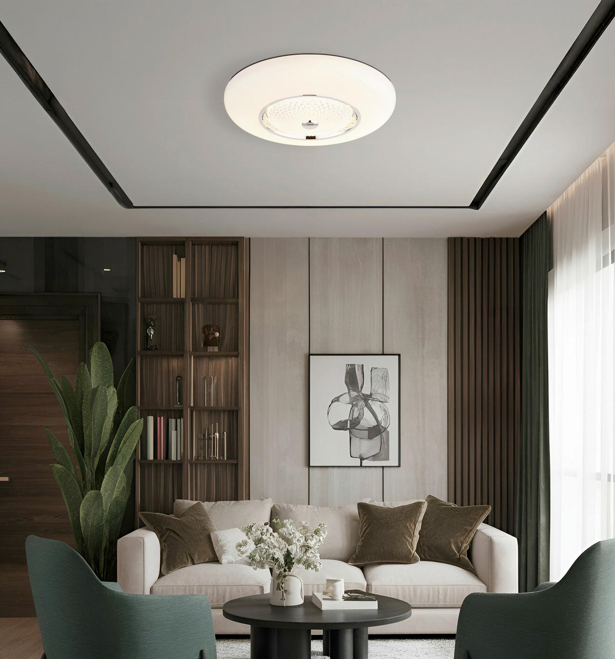 LED-DECKENLEUCHTE 59/12 cm   - Klar/Chromfarben, Design, Kunststoff/Metall (59/12cm) - Globo