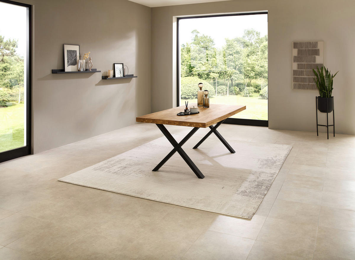 ESSTISCH in Holz, Metall 180/100/76 cm  - Eichefarben/Schwarz, Modern, Holz/Metall (180/100/76cm) - Livetastic