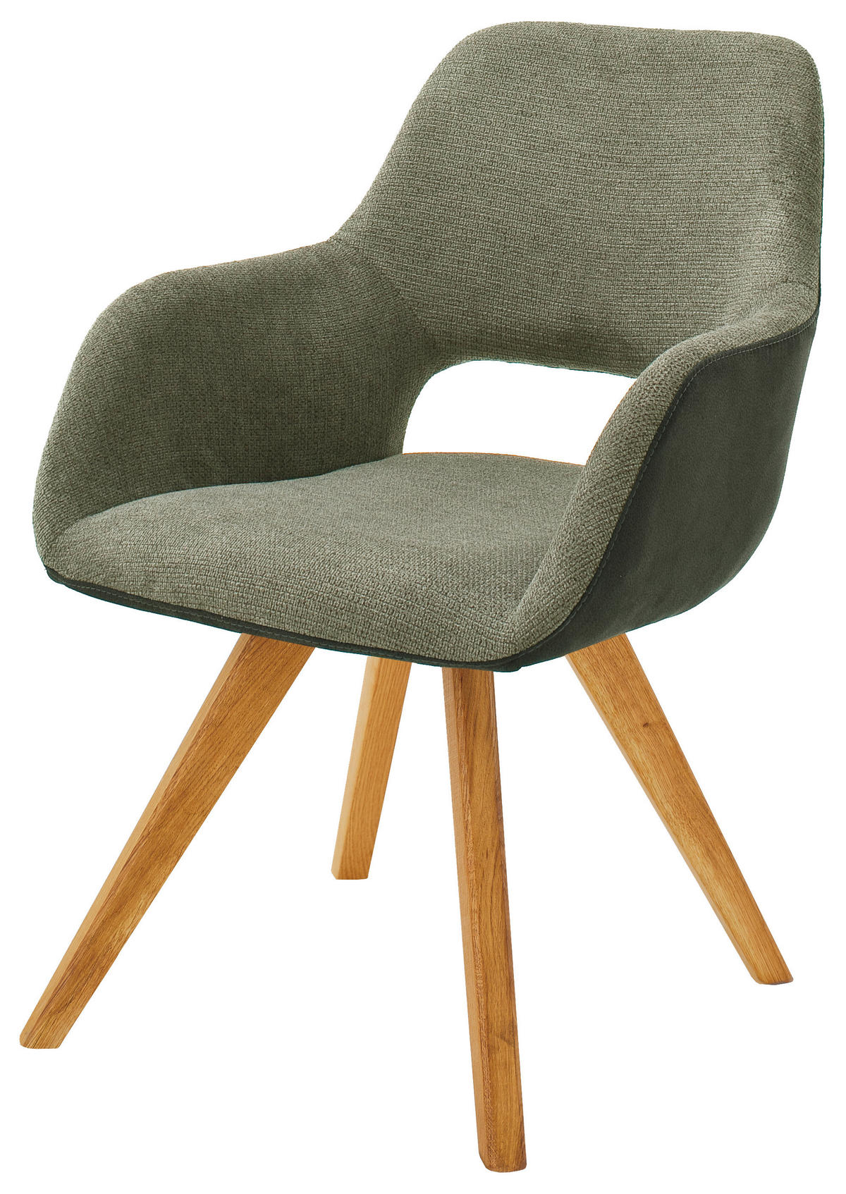ARMLEHNSTUHL  in Flachgewebe, Mikrofaser  - Wildeiche/Olivgrün, Design, Holz/Textil (56/86/64cm) - Lomoco