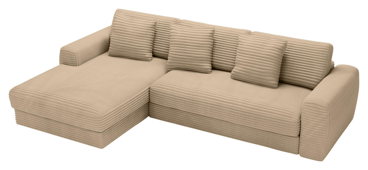 ECKSOFA in Cord Beige  - Beige/Schwarz, Modern, Kunststoff/Textil (182/302cm) - Carryhome