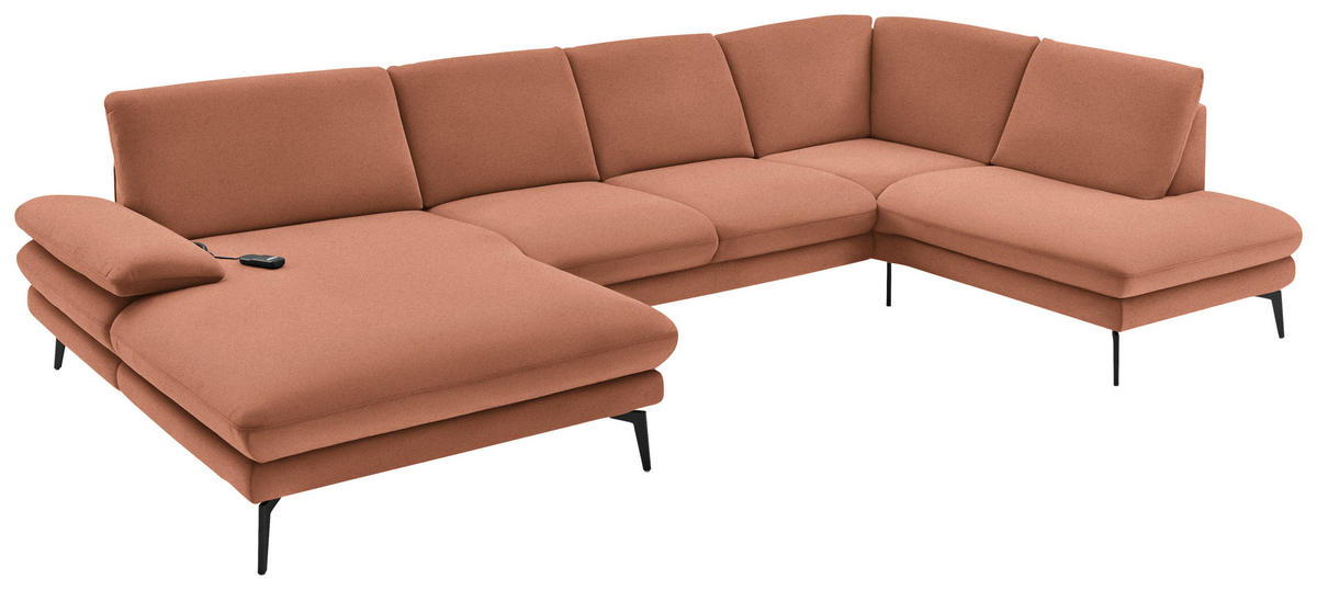 WOHNLANDSCHAFT in Webstoff Orange  - Schwarz/Orange, Design, Textil/Metall (180/344/208cm) - Dieter Knoll