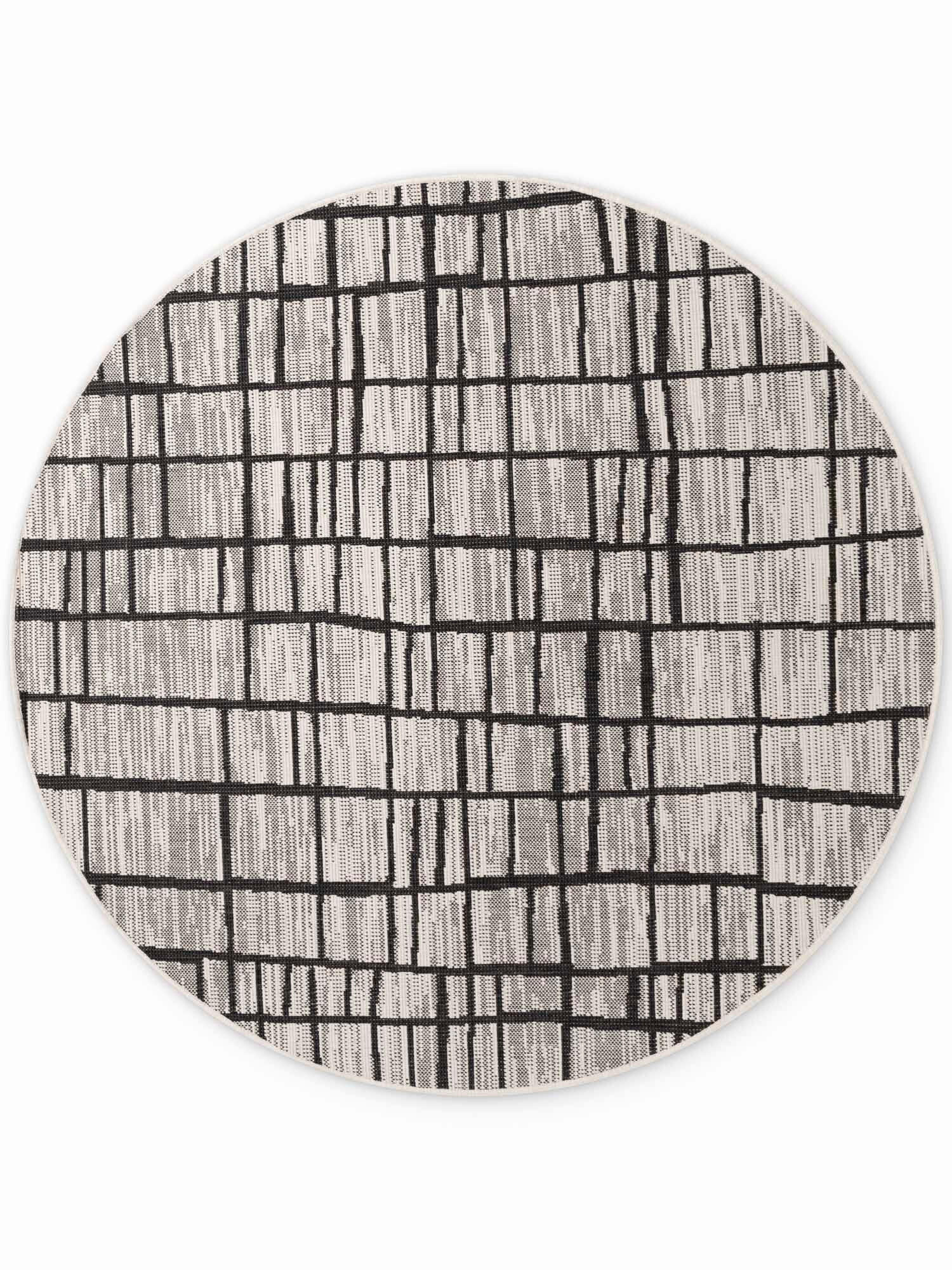 FLACHWEBETEPPICH 200 cm Haringey Schwarz, Weiß rund  - Schwarz/Weiß, Design, Kunststoff (200cm)