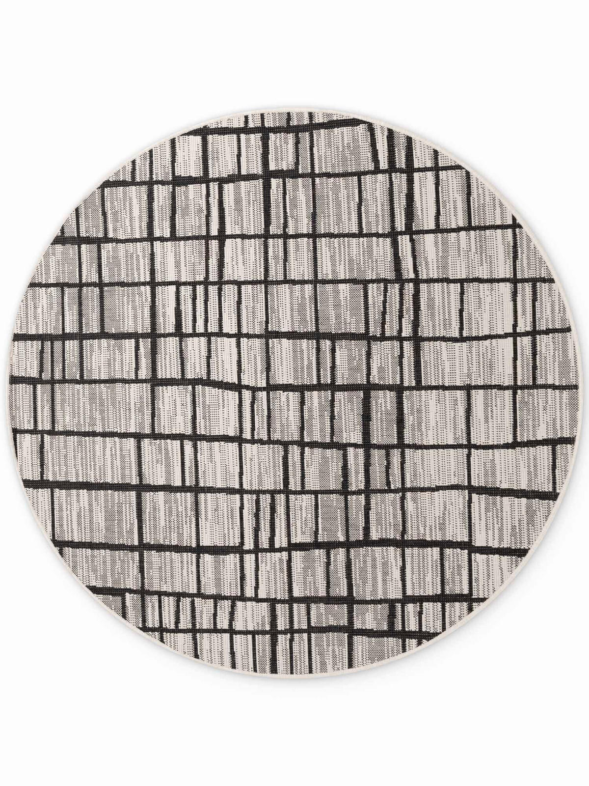 FLACHWEBETEPPICH 160 cm Haringey Schwarz, Weiß rund  - Schwarz/Weiß, Basics, Kunststoff (160cm)