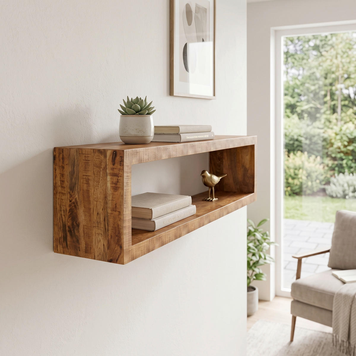 WANDREGAL  - Naturfarben, Design, Holz (80/20/15cm) - MID.YOU